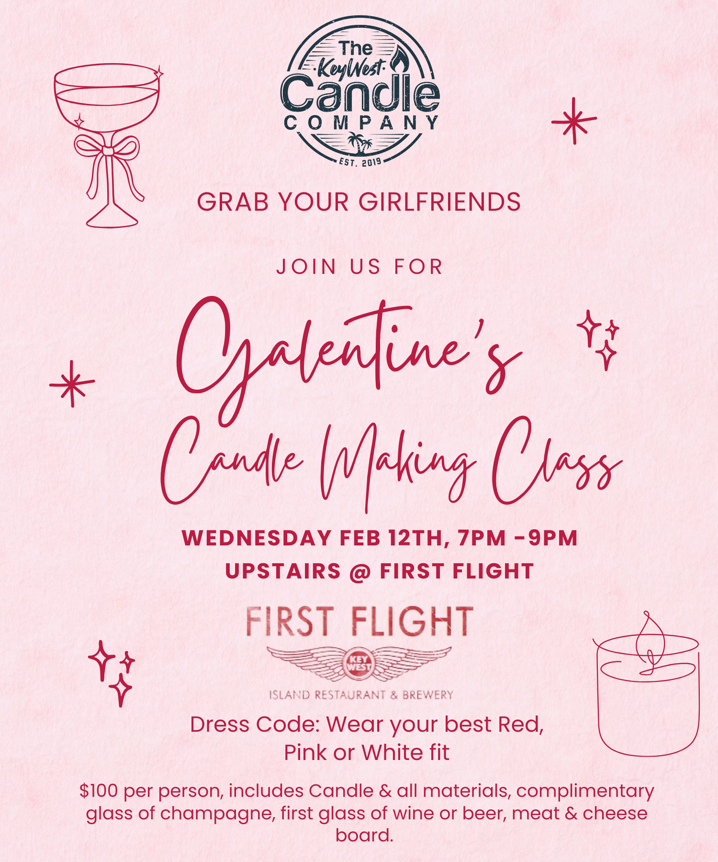 Galentines Candle Making Class February 12th 7pm @ First Flight Brewery